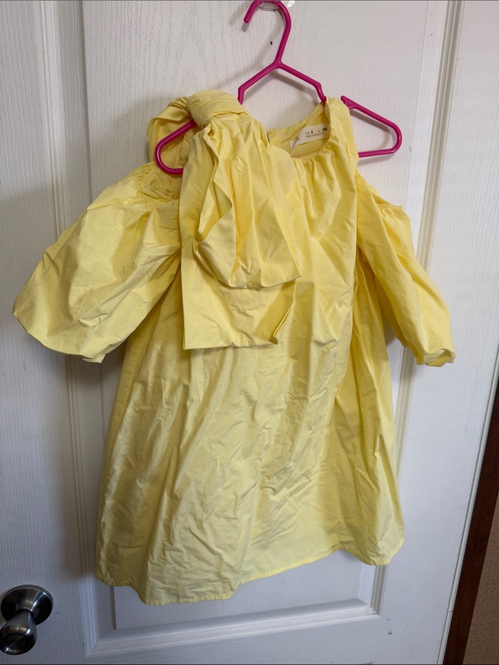 Zara Yellow Girls' Puff Sleeve Dress